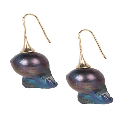 Saachi Women's Grey Pearl Baroque Drop Gray Earrings