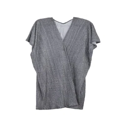 Saachi Women's Grey Pleated Metallic Kimono In Gray