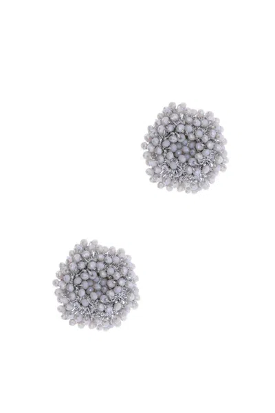 Saachi Women's Grey Samooh Beaded Clip-on Stud Earring In Gray