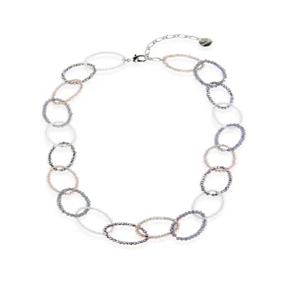 Saachi Women's Grey Sampark Oval Linked Collar Gray Necklace