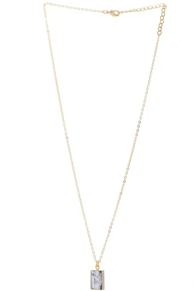Saachi Women's Grey Square Gemstone Mini Earring And Necklace Set