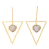 Saachi Women's Grey Triangle Open Frame Gemstone Gray Earrings In Gray