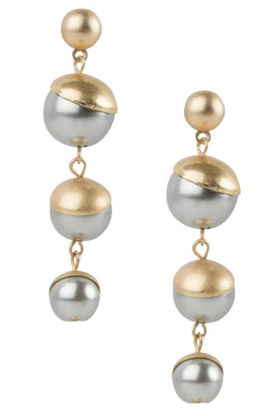 Saachi Women's Grey / White Half Moon Earring In Multi