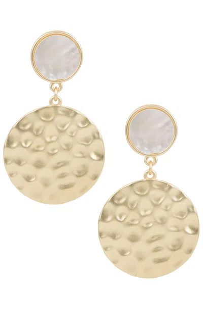 Saachi Women's Hammered Gold Pearl Earrings
