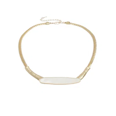 Saachi Women's Herringbone Chain Plated Statement White Necklace