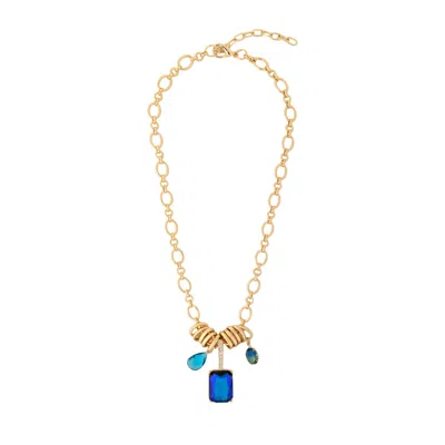 Saachi Women's Jewel Charm Link Blue Necklace