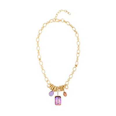 Saachi Women's Jewel Charm Link Pink Necklace