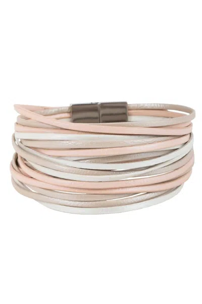 Saachi Women's Jolie Metallic Leather Bracelet In White In Neutral