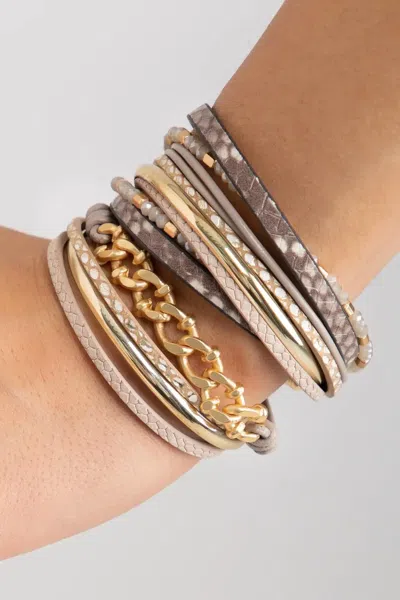 Saachi Women's Jule Chunky Chain Leather Bracelet In Bronze In Brown