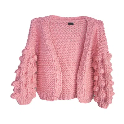 Saachi Women's Knit Light Pink Cardigan With Bauble Sleeves
