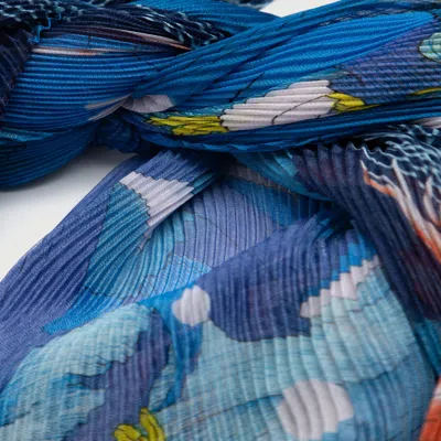 Saachi Women's Koi Pond Pleated Blue Scarf