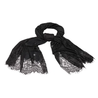 Saachi Women's Lace Shimmer Black Scarf