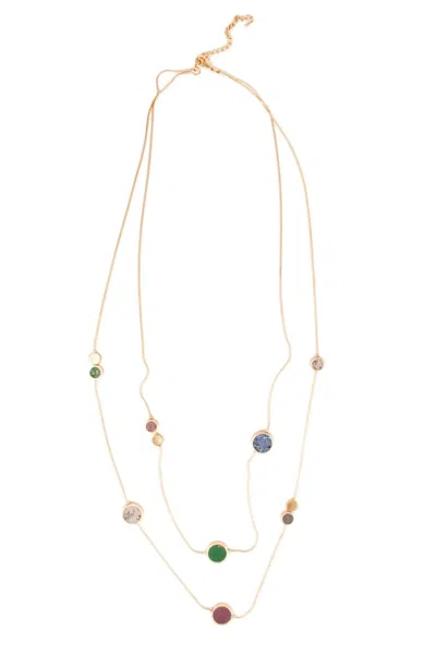 Saachi Women's Layered Gold Multicolor Stone Necklace Long