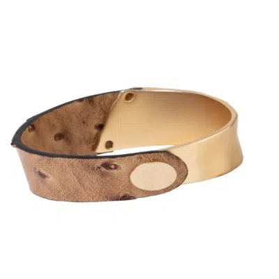 Saachi Women's Leather Metal Duo Gold Bracelet