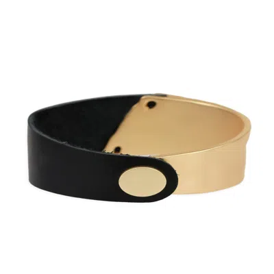 Saachi Women's Leather Metal Statement Gold Bracelet