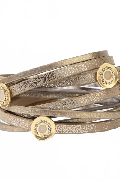 Saachi Women's Little Rock Multi Strand Leather Bracelet In Bronze In Brown