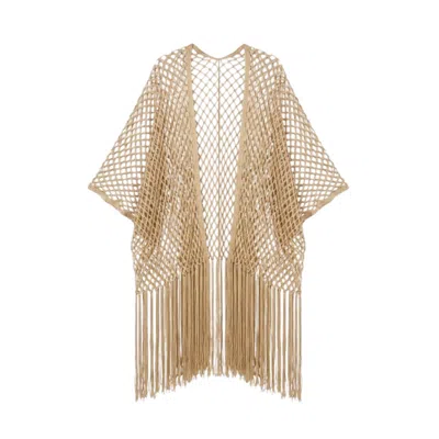 Saachi Women's Metallic Fringe Gold Kimono