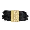 Saachi Women's Metallic Multi Strand Leather Cord Black Bracelet In Black