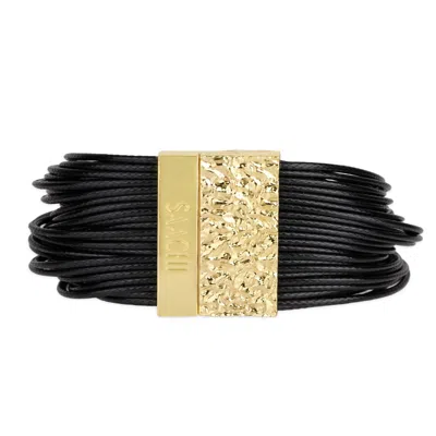 Saachi Women's Metallic Multi Strand Leather Cord Black Bracelet