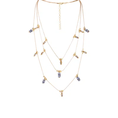 Saachi Women's Multi Layered Dark Blue Necklace In Pink