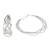 Saachi Women's Multi Surface Hoop Silver Earring In Silver