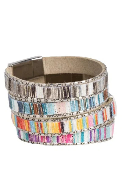 Saachi Women's Multicolor Shimmer Leather Bracelet Set