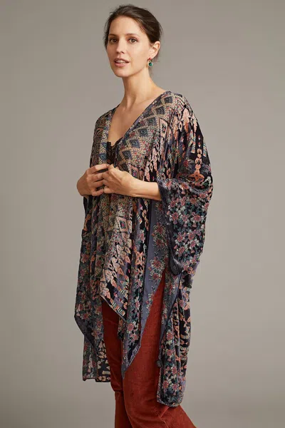 Saachi Women's Multicolored Velvet Kimono Black