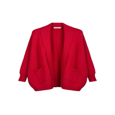 Saachi Women's Open Front Oversized Red Cardigan Sweater