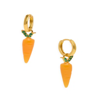 Saachi Women's Orange Carrot Huggie Charm Earrings