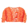Saachi Women's Orange Floral Lace Cut Out Coral Bolero In Orange