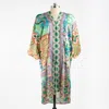 Saachi Women's Paisley Mixed Print Green Kimono Long In Green