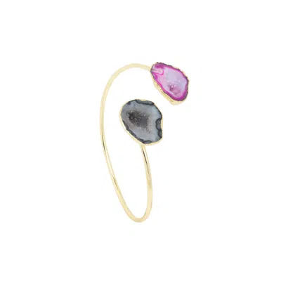 Saachi Women's Pink Agate Duo Cuff
