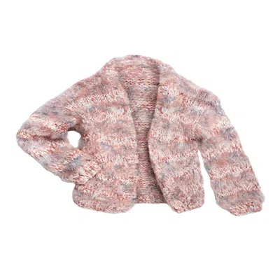 Saachi Lurex Eyelash Stripe Cardigan In Blush