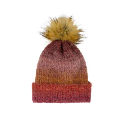 Saachi Women's Pink Gradient Knit Beanie