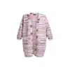 Saachi Women's Pink Horizontal Striped Long Lavender Blush Cardigan Sweater In Pink