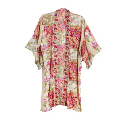 Saachi Women's Pink Lace Embroidered Floral Kimono