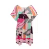 Saachi Women's Pink Multicolored Geo Tie Waist Keyhole Kaftan In Pink