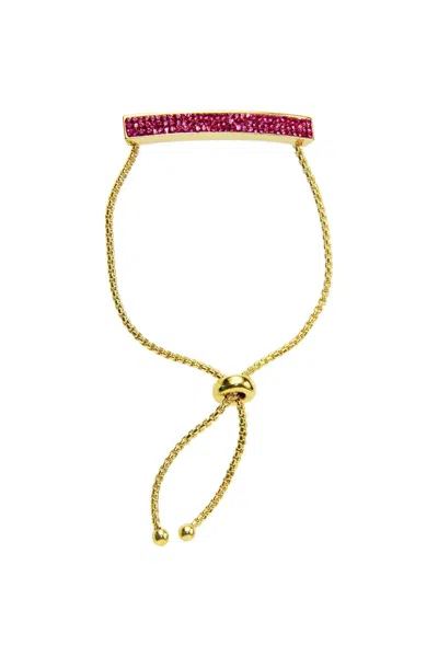 Saachi Women's Pink / Purple Dainty Crystal Bar Bracelet In Multi