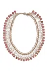 Saachi Women's Pink / Purple Madame Glass Beaded Collar Chain Necklace In Multi