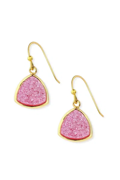 Saachi Women's Pink / Purple Pink Triangle Druzy Dangle Earring