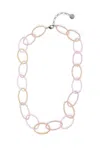 Saachi Women's Pink / Purple Sampark Oval Linked Collar Necklace