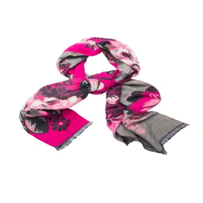 Saachi Women's Pink Reversible Blossom Burst Scarf