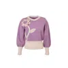 Saachi Ruffled Bloom Pullover Sweater In Purple
