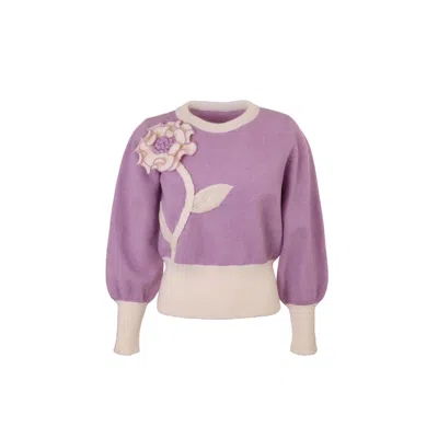 SAACHI WOMEN'S PINK RUFFLED BLOOM PULLOVER SWEATER