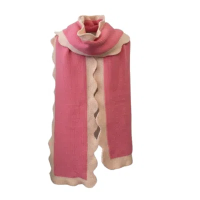Saachi Women's Pink Scallop Trim Knit Scarf