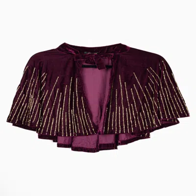 Saachi Women's Pink Velvet Crush Embellished Plum Capelet