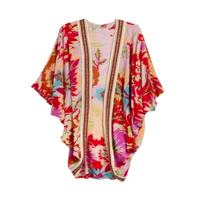Saachi Women's Pink Wing Sleeve Floral Kimono