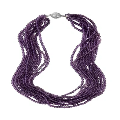 Saachi Women's Purple Multi Amethyst Short Crystal Necklace