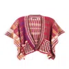 Saachi Women's Red Crochet Trim Plaid Knit Poncho In Red
