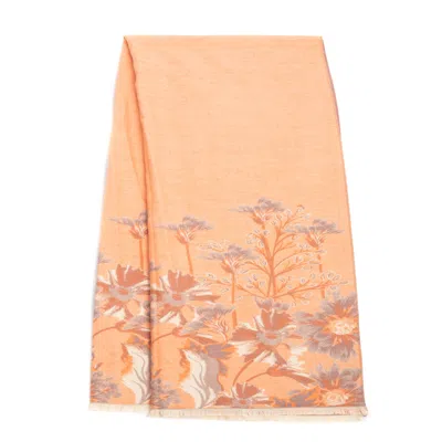 Saachi Women's Reversible Floral Oversized Orange Scarf